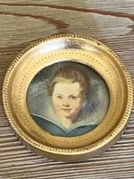 Antikes Miniatur Portrait, gerahmt