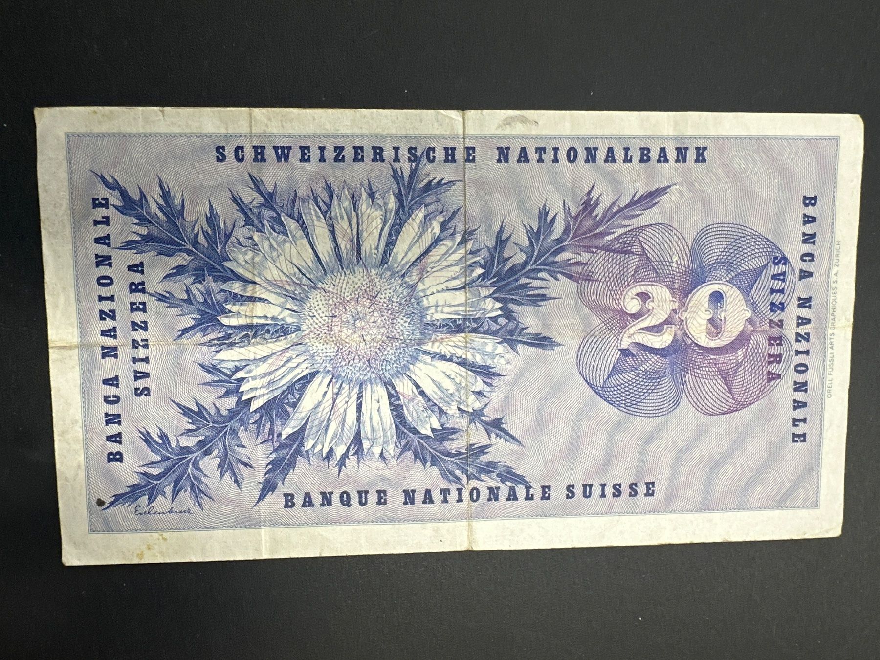 Banconote: 20 Fr.-Note Schweiz 1961 – Usato da Herisau venduto da herau 1