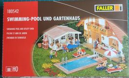 Faller 180542 Swimming Pool mit Gartenhaus
