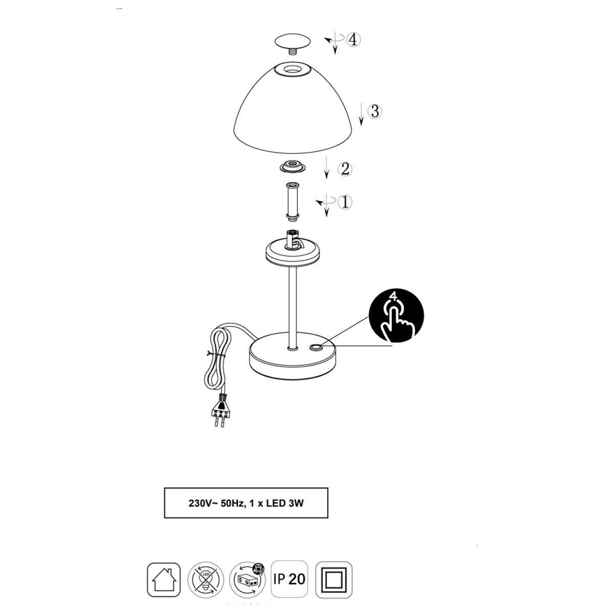 Lampade: LED Tischleuchte, Dimmer, 24 cm Höhe – Nuovo (secondo la descrizione) da Kreuzlingen venduto da Smart-Light 2