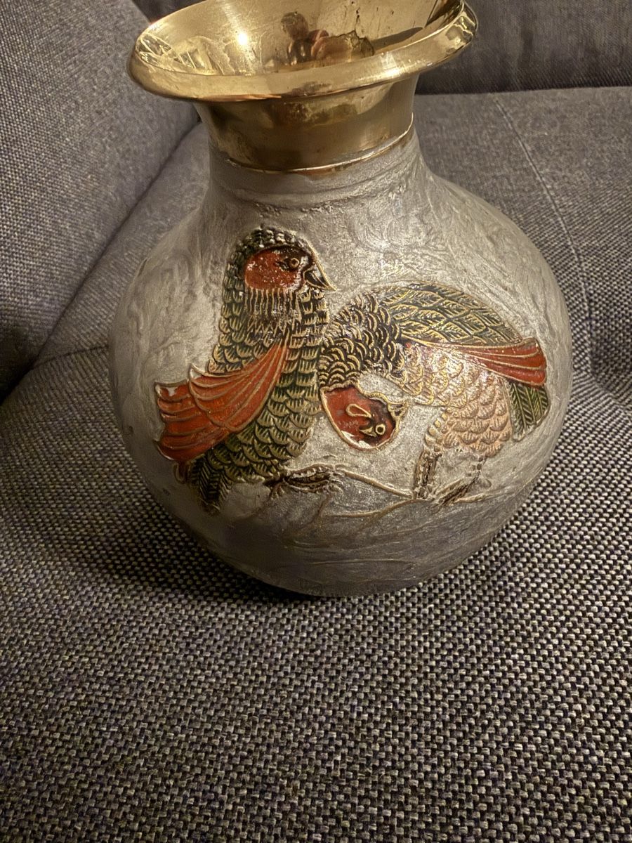 Vasi & Recipienti: Messing Vase Emailliert mit Vogelmuster – Usato da Buchs SG venduto da and_d8tp 1
