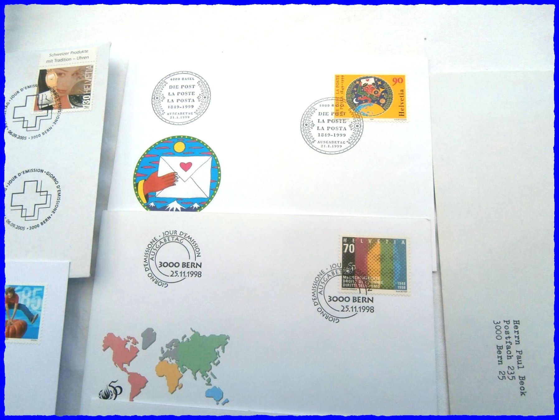Alle Briefmarken: 9 FDC Briefe Schweiz 1963 - 2005  #16 – Gebraucht aus Worblaufen von Re_mo81 3