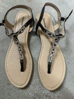 Schicke Sandalen, schwarz mit Strass, Grösse 41