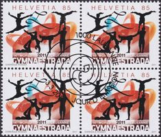 2011, Nr.1387 (Gymnaestrada) Viererblock +Ersttags-Stempel.