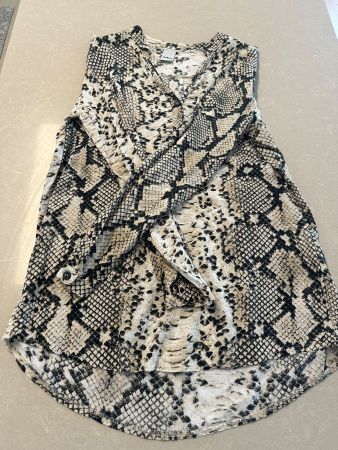 Zebra Bluse Snake Print Beige Schwarz Gr. S