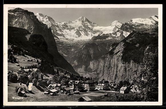 Ansichtskarten: AK Wengen, Ort und Bergpanorama – Gebraucht aus Berlin von bartko-reher