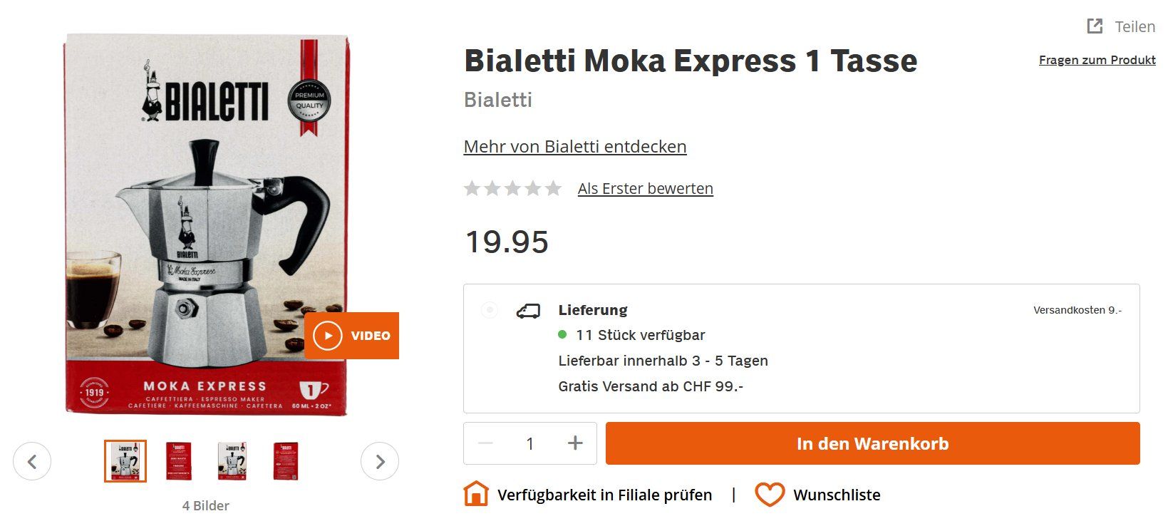Bialetti Macchine per caffè & Macchine per espresso: Bialetti Moka Express 1 Tasse – Usato da Zufikon venduto da opheliaoderso 2