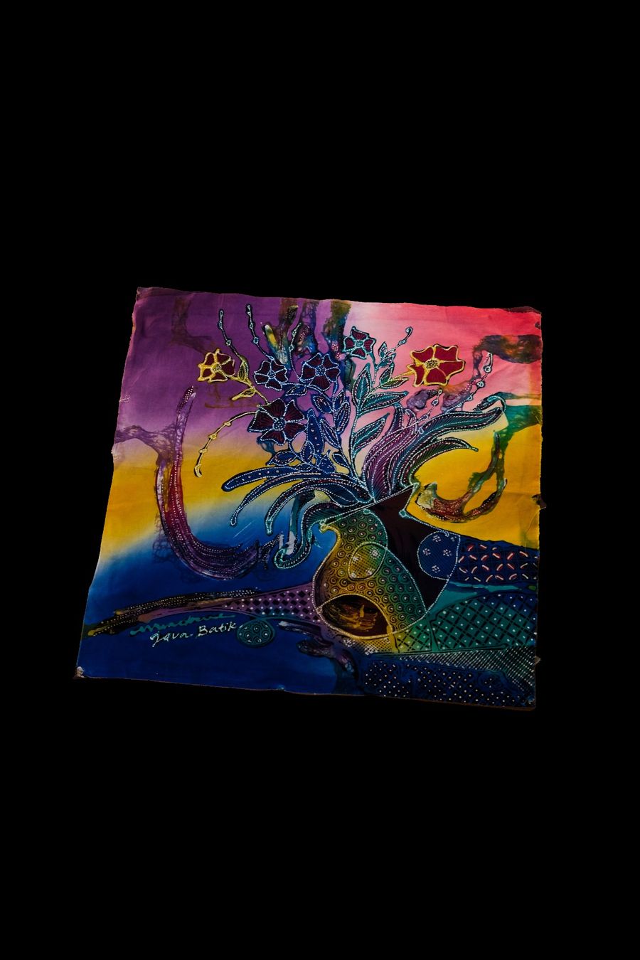 Tessuti:  Batik-Lukis-Kunsttafel (Blumenstillleben, Java-Batik) – Nuovo (secondo la descrizione) da Romanshorn venduto da ras_b6lp 1