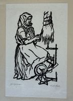 Karl Krebs (1880–1977) «Die Spinnerin» Original-Holzschnitt