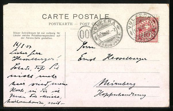Cartes postales: AK Vulpera, Hotel Schweizerhof, 1907 – D'occasion à Berlin par bartko-reher 1