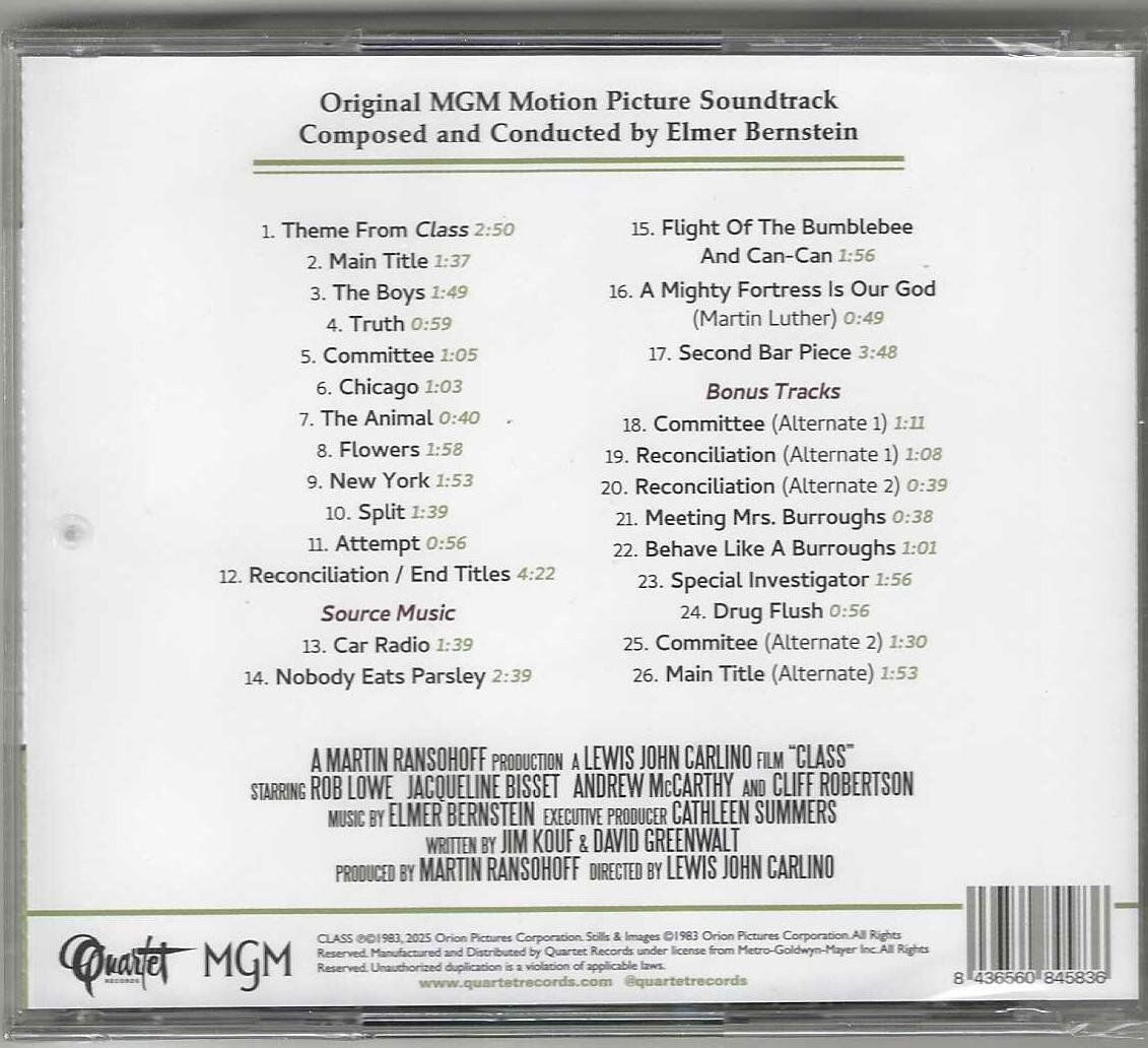 CD: Elmer Bernstein - Class - Neue – Nuovo e nell'imballaggio originale da Genève venduto da CDLPBookS 1