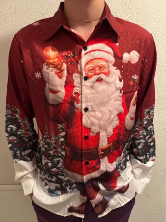 Weihnachts-Hemd mit Weihnachtsmann, Gr. M, festlich!