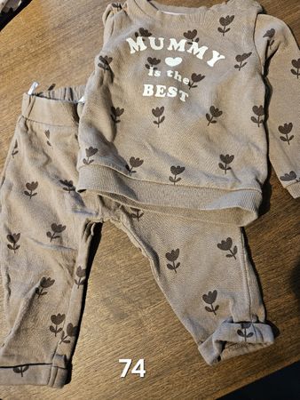 Kinder Set beige Blumen Grösse 74
