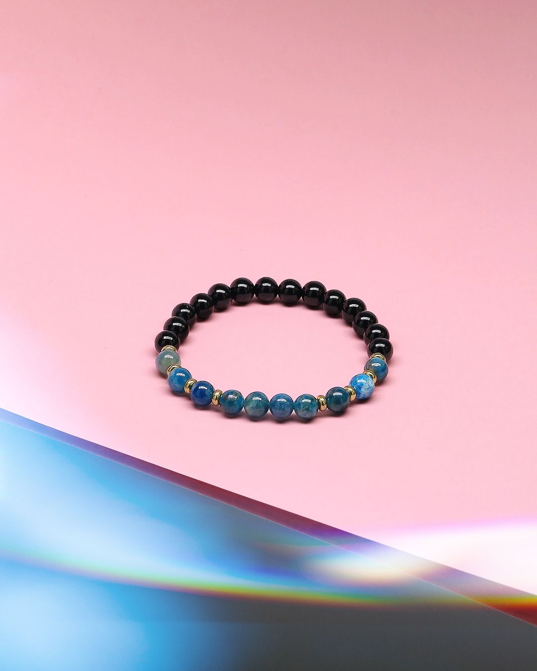 Bracciali & Braccialetti: Apatit und Onyx elastisches Armband – Nuovo e nell'imballaggio originale da Schindellegi venduto da MoonAmber.schmuck