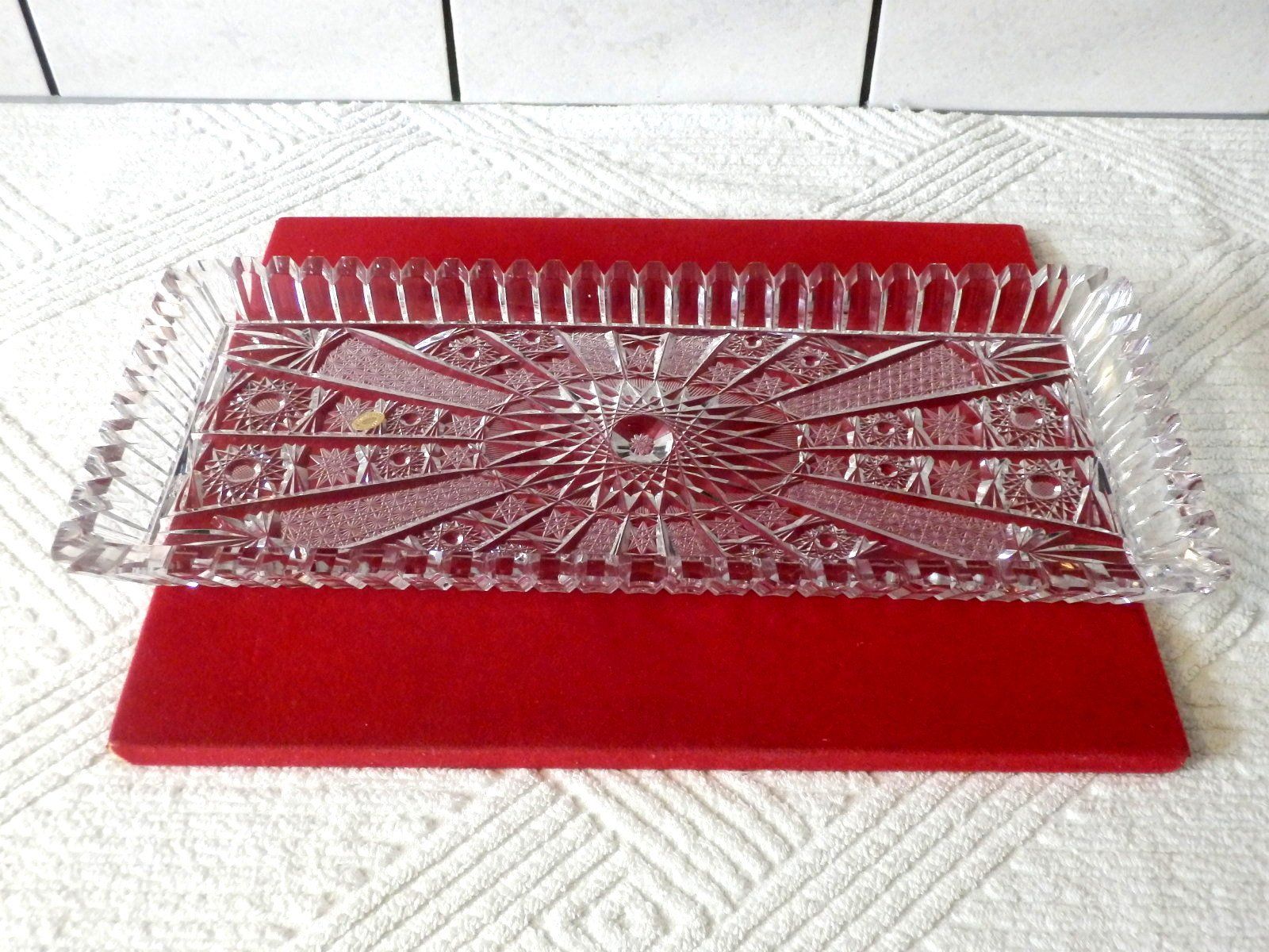 Teller: Kuchen- oder Keksschale, Kristallglas, 41 x 17.5 x 3cm – Gebraucht aus Ueberstorf von dinbau