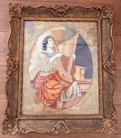 Cadre dorée avec ancien tableau de gobelin hongrois