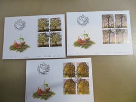 3 Briefe FDC Viererblock-Satz Sondermarken 2009