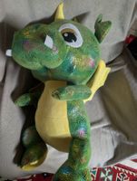 Drache Stofftier, kuschelig, Grün-Gelb