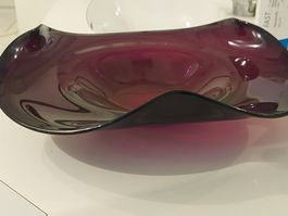 Purpurrote Glasschale im Murano -Stil, verm. 60er/80er Jahre