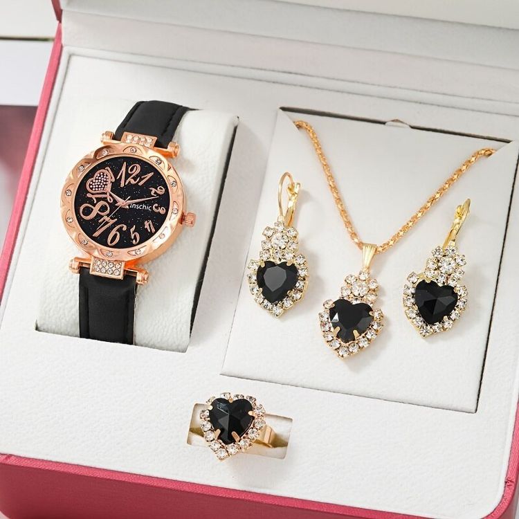 Acheter 6 pièces ensemble montre de luxe femmes bague collier