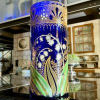 LEGRAS FRANCE HISTORISCHE VASE MIT EMAILLEMALEREI ENDE 19 JH