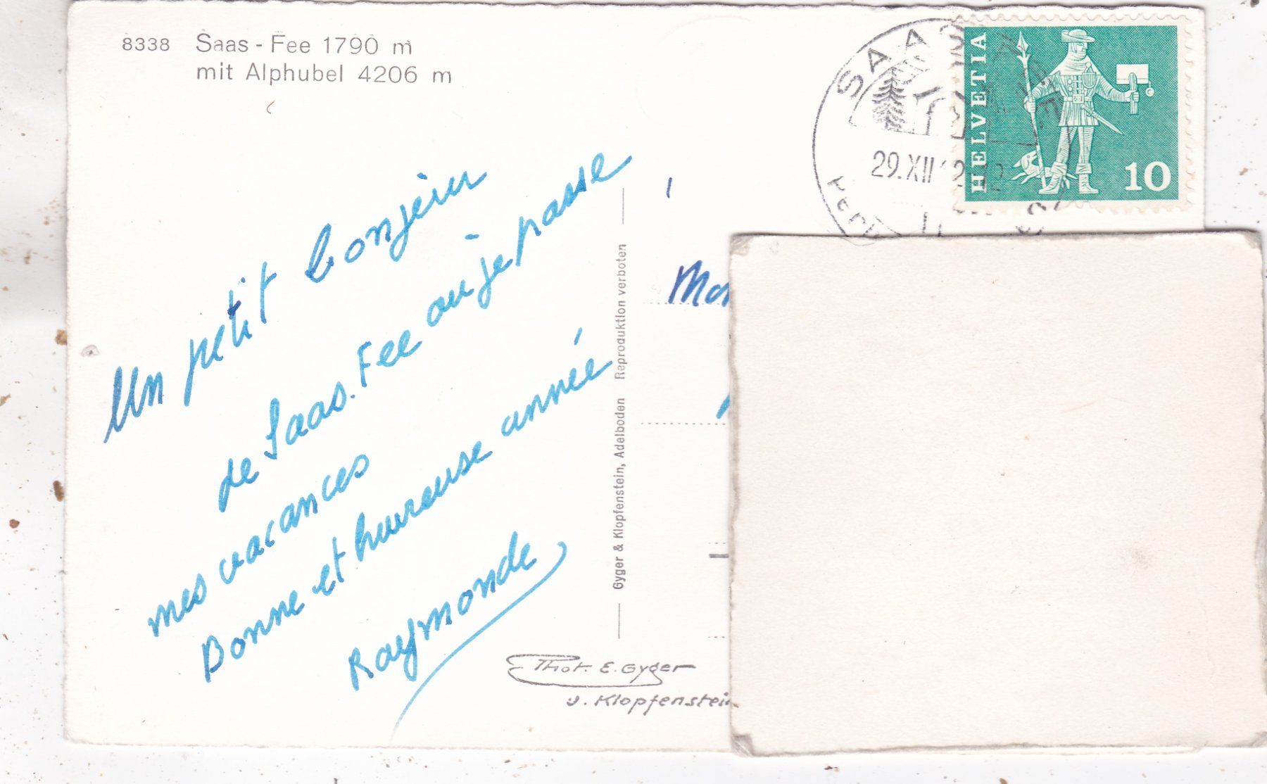 Ansichtskarten: Saas-Fee mit Alphubel 1962 – Gebraucht aus Herisau von Lisegrat2008 1