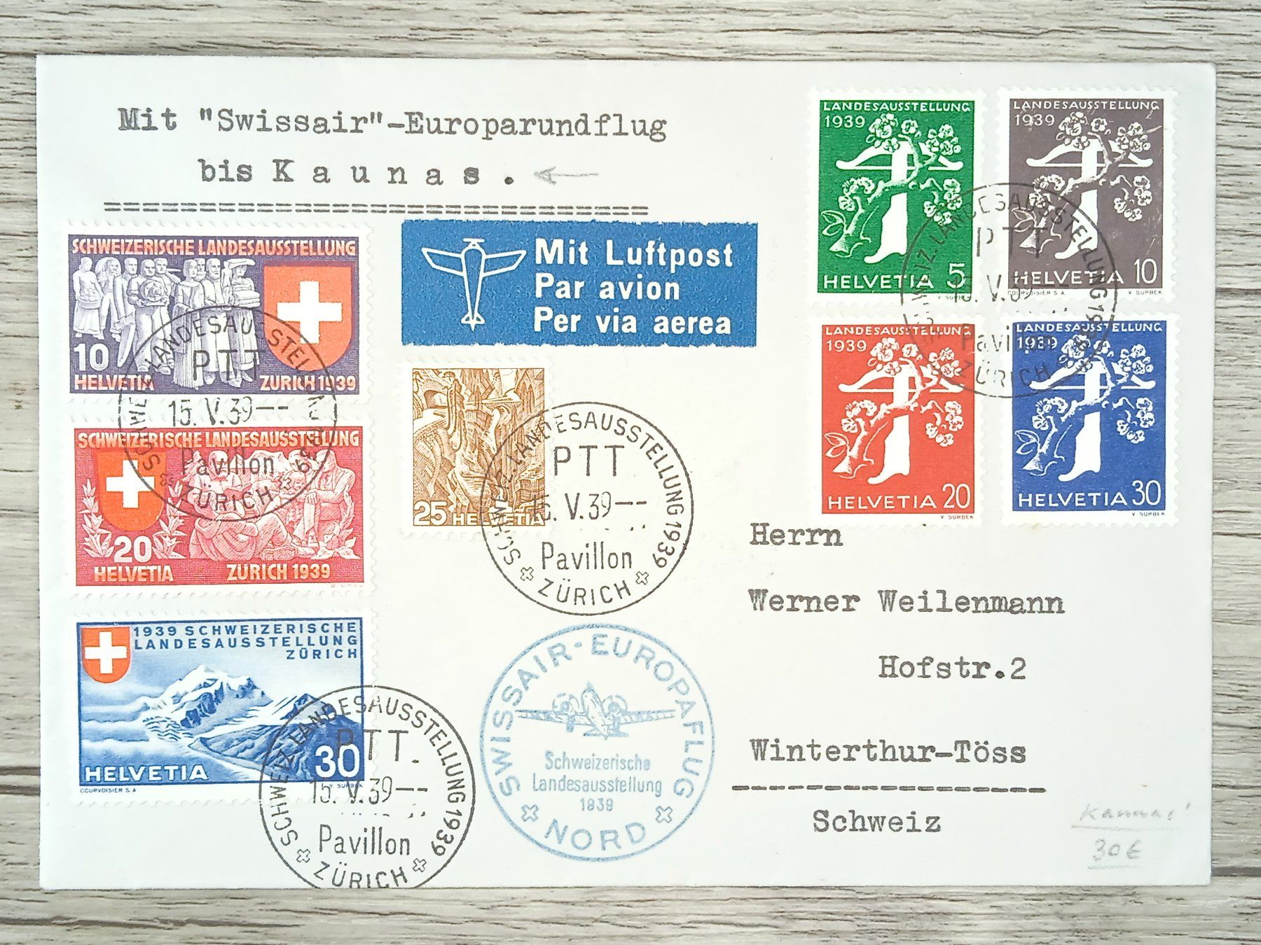 Tutti i francobolli: TR13 Enveloppe + Timbre Suisse 1939 – Usato da Cousset venduto da Patrick_Collections