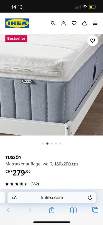 TUSSÖY Surmatelas, blanc, 160x200 cm - IKEA