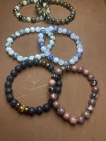 Stone Bead Bracelets Set 6 pcs various stones NEW