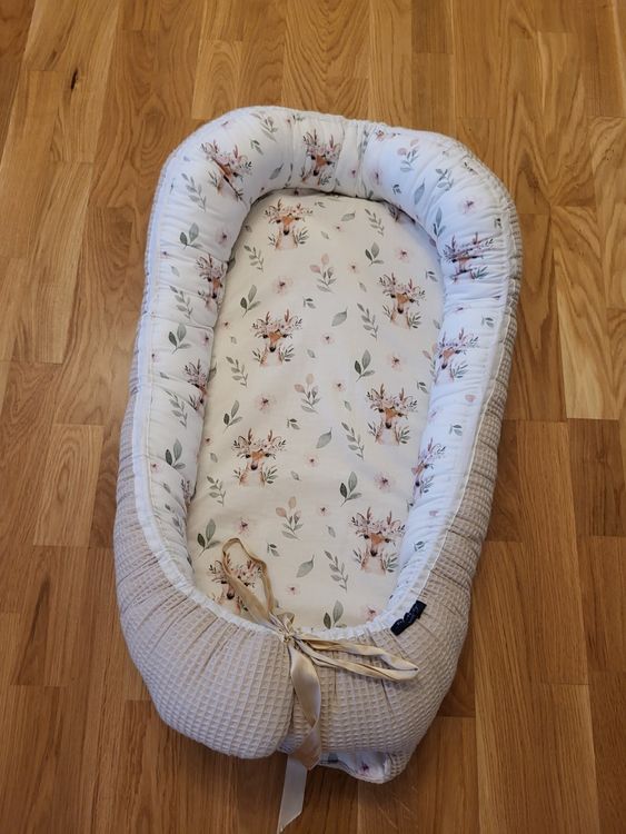 Zweiseitiges Babynest Aus Bio-Baumwolle - Kuscheliges Nestchen Mit Tragegriff Für Neugeborene