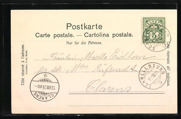 Cartoline postali: Schwellbrunn, Totalansicht aus der Vogel – Usato da Berlin venduto da bartko-reher 1