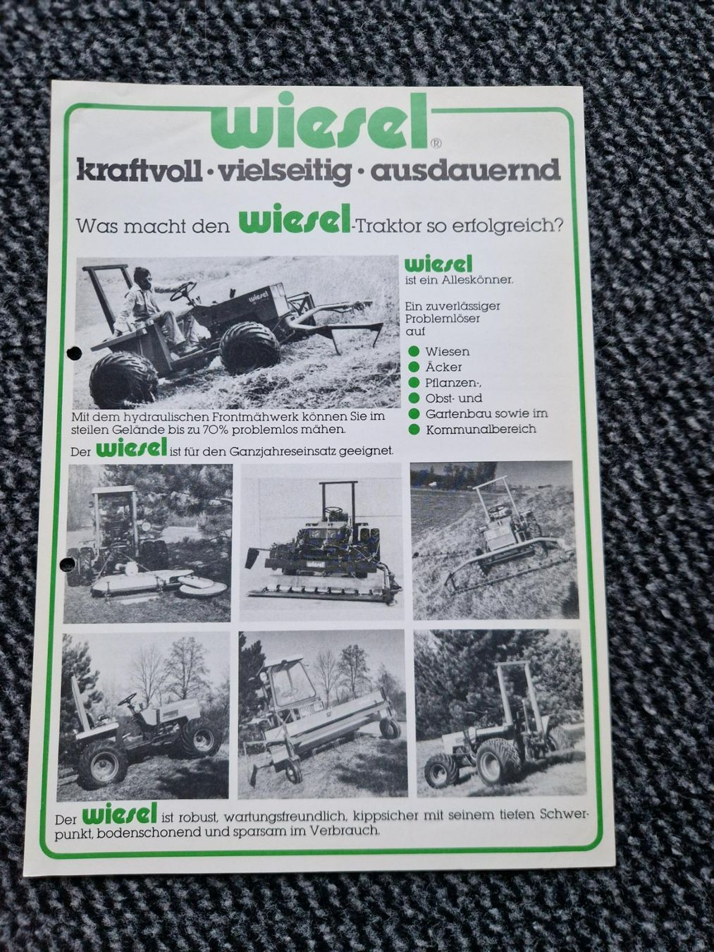 Schilter Traktoren: Original Prospekt Schilter Wiesel Traktor – Gebraucht aus Dürnten von Bachtel84