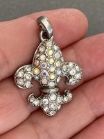 XL Kristall Anhänger heavy fleur de lys edel wunderschön