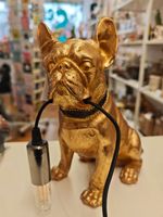 Tischleuchte / Lampe Hund / Französische Bulldogge gold