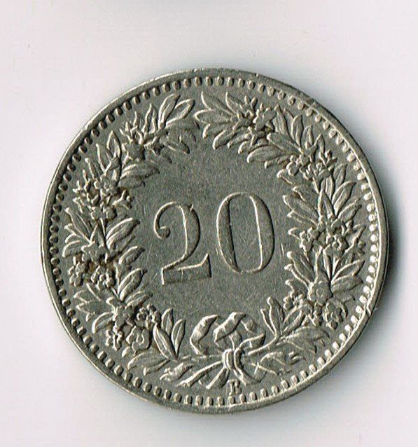 Tutti le monete: 1921_20 Rappen_Münze – Usato da Hombrechtikon venduto da Fraese01 1
