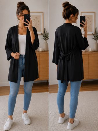 Schwarzer Kimono/Cardigan Gr. S/M – elegant & vielseitig