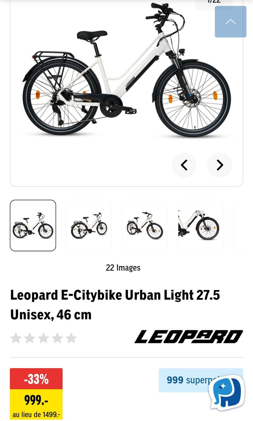 Leopard Biciclette: Vélo électrique Leopard Urban Light 27.5  NEUF – Nuovo e nell'imballaggio originale da Villarvolard venduto da Ptilu 1