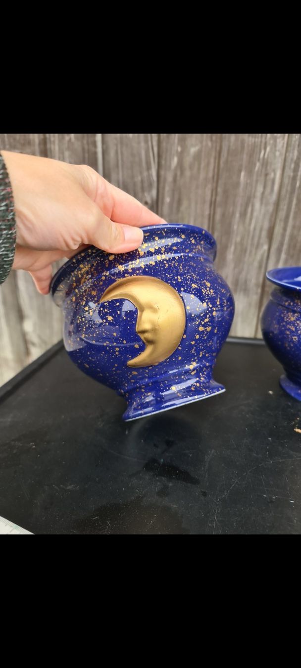 Ciotole: 2 blaue Schalen mit Mond und Sonne – Usato da Niederlenz venduto da DaveDasWahnsinn 1
