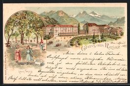 Litho Ragaz, Hotel mit Wasserfontäne