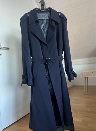 Vintage Woll-Trenchcoat Laube+Gsell Baden (CH) Dunkelblau L