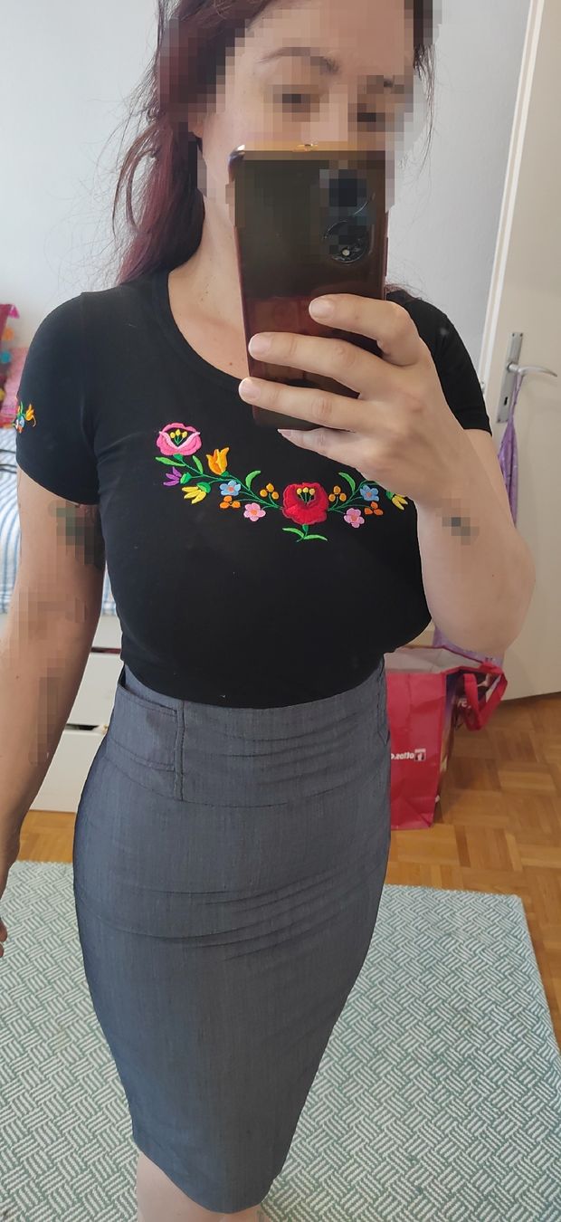 Mango Gonne: Jupe Mango crayon grise élégante, taille haute, chic et parf – Nuovo (secondo la descrizione) da Lausanne venduto da Kitty_Friperie 4
