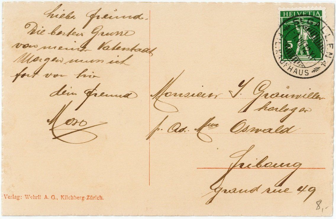 Ansichtskarten: SG 237 St. Gallen 1912 – Gebraucht aus Fribourg von philafri 1