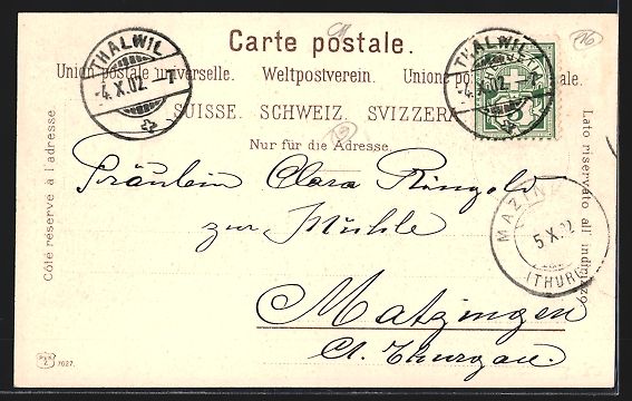 Ansichtskarten: AK Thalweil, an der Kirche, 1902 – Gebraucht aus Berlin von bartko-reher 1