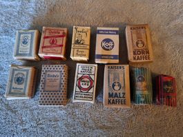11 uralte, teils rare Kaffepäckli für den antiken Kaufladen