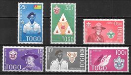 Togo Serie 313 - 318 + 4 Blöcke Pfadfinder ** 7.10.1961