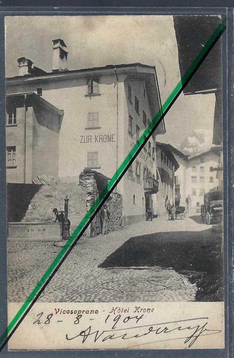 Cartes postales: Vicosoprano, Hotel Krone. – D'occasion à Horw par SwissSteamMemories