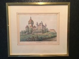 Vuflens, Lithografie altkoloriert von J.F. Wagner um 1840