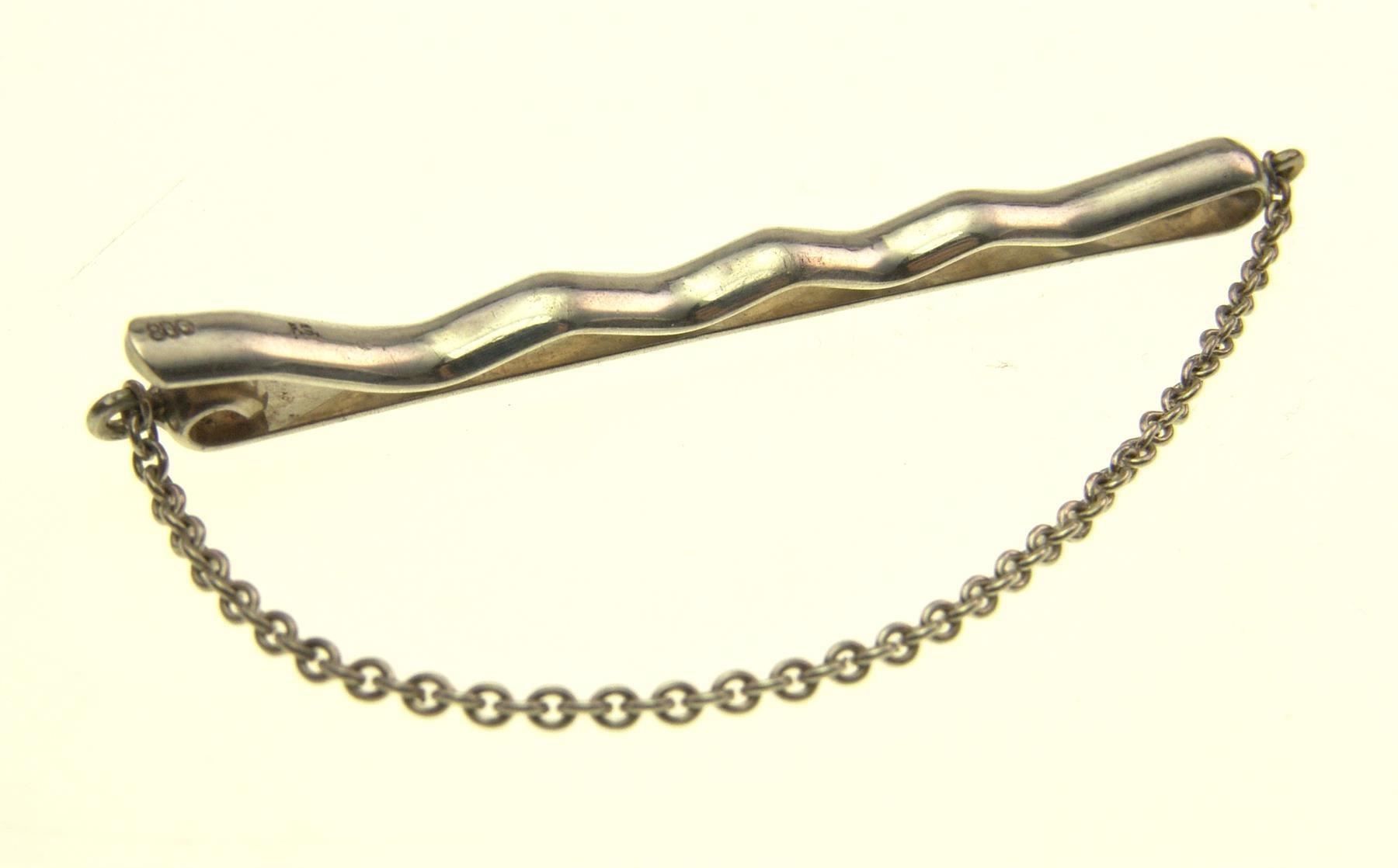 Broschen & Nadeln: Krawattenklammer / -nadel mit Sicherheitskette 800 Silber – Gebraucht aus Schmitten FR von Netto_ein_Preis 1