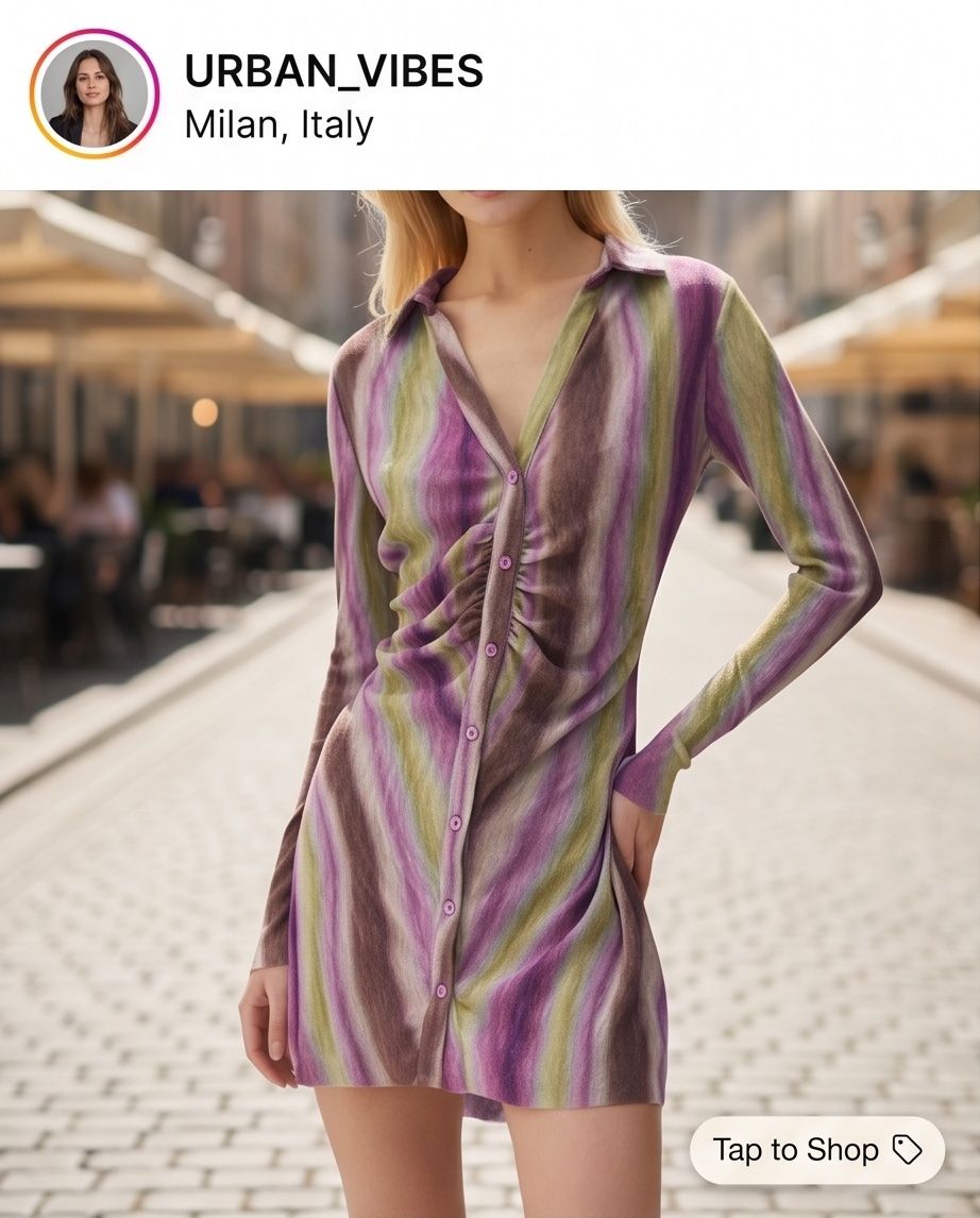 Pull&Bear Kleider: PULL&BEAR Robe green/purple/brown - neuve - taille L – Neu und originalverpackt aus Vuisternens-Romont von gol_xp6p 2