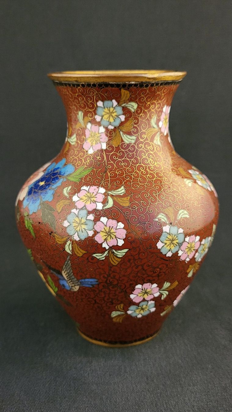 Vasi & Recipienti: Alte Cloisonne-Vase mit Blumen – Usato da Basel venduto da spinne02 2